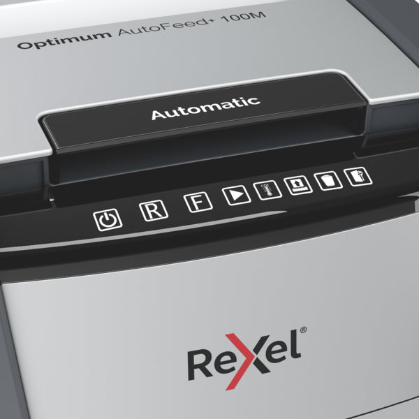 Rexel Optimum AutoFeed+ 100M 100 Sheet AUTO-FEED P5 Micro Cut Small Office Shredder.