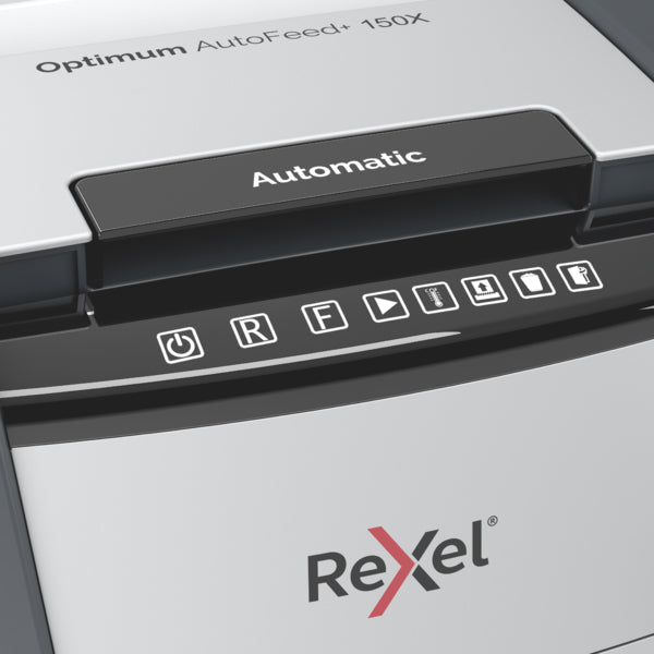 Rexel Optimum AutoFeed+ 150X 150 Sheet AUTO-FEED P4 Cross Cut Small Office Shredder.
