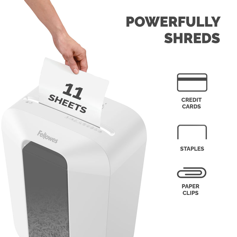 Fellowes Powershred LX70 P4 Cross Cut Home & Home Office Shredder - WHITE - 11 Sheet, 18 Litre Bin