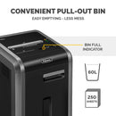Fellowes Powershred 225i Heavy Duty P2 Strip Cut Shredder - 24 Sheet, 60 Litre Bin