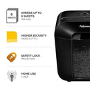 Fellowes Powershred LX25 P4 Cross Cut Home Shredder - 6 Sheet, 11.5 Litre Bin - Black