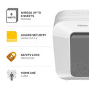 Fellowes Powershred LX25 P4 Cross Cut Home Shredder - 6 Sheet, 11.5 Litre Bin - White