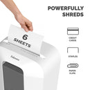Fellowes Powershred LX25 P4 Cross Cut Home Shredder - 6 Sheet, 11.5 Litre Bin - White