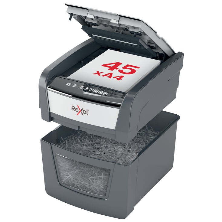 Rexel Optimum AutoFeed 45X 45 Sheet AUTO-FEED P4 Cross Cut Home Office Shredder