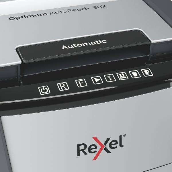 Rexel Optimum AutoFeed+ 90X 90 Sheet AUTO-FEED P4 Cross Cut Small Office Shredder