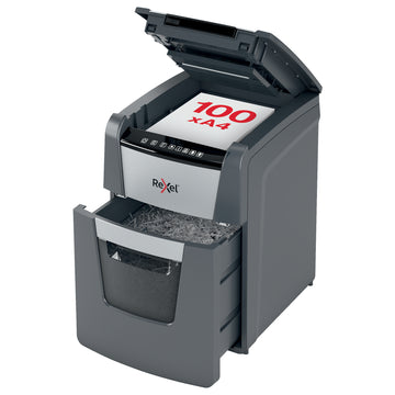 Rexel Optimum AutoFeed+ 100X 100 Sheet AUTO-FEED P4 Cross Cut Small Office Shredder