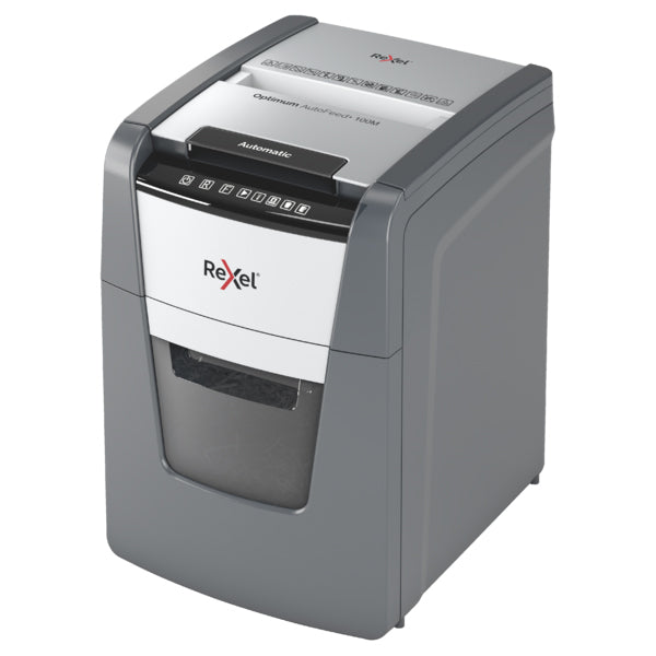 Rexel Optimum AutoFeed+ 100X 100 Sheet AUTO-FEED P4 Cross Cut Small Office Shredder.