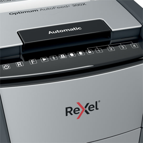 Rexel Optimum AutoFeed+ 300X 300 Sheet AUTO-FEED P4 Cross Cut Departmental Shredder.