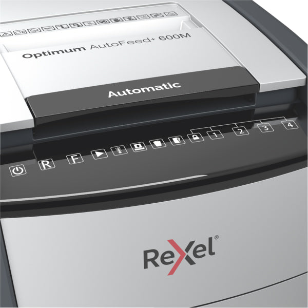 Rexel Optimum AutoFeed+ 600M 600 Sheet AUTO-FEED P5 Micro Cut Heavy Duty Shredder.