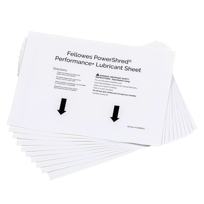 Fellowes Shredder Oil Sheets, Pack 10 - Suitable for use with all Office Shredders