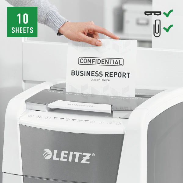 Leitz IQ AutoFeed 300 Sheet AUTO-FEED P4 Cross Cut Departmental Shredder - 3 Year Warranty.