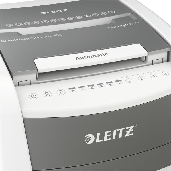 Leitz IQ AutoFeed Pro 600 Sheet AUTO-FEED P5 Micro Cut Heavy Duty Shredder - 3 Year Warranty