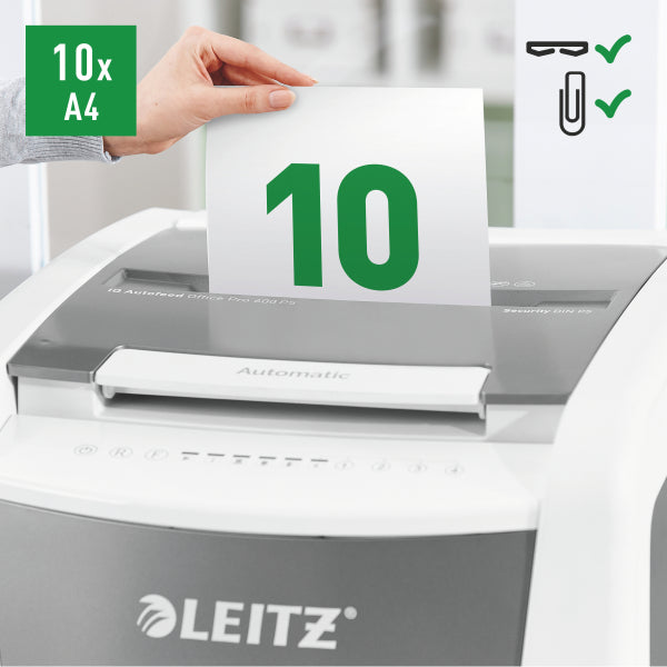 Leitz IQ AutoFeed Pro 600 Sheet AUTO-FEED P5 Micro Cut Heavy Duty Shredder - 3 Year Warranty