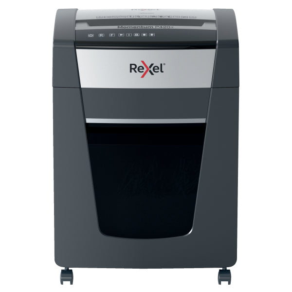 Rexel Momentum Extra P420+ Office P4 Cross Cut Shredder, 4-Hour Run-time: SHRED 4 HOURS!