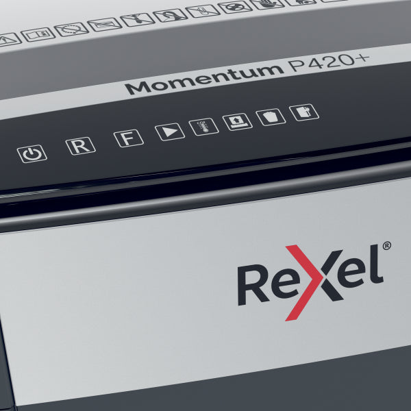Rexel Momentum Extra P420+ Office P4 Cross Cut Shredder, 4-Hour Run-time: SHRED 4 HOURS!